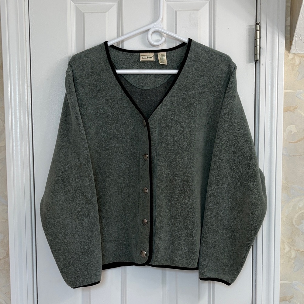 L.L. Bean Vintage 80% Cotton Button-up Cardigan with Decorative Silver Buttons